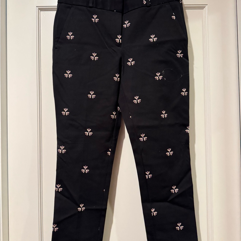 Ann Taylor Black and Pink Casual Pants with Floral Print